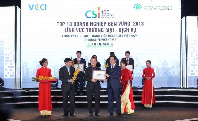 Herbalife lọt vào Top 10 doanh nghiệp bền vững lĩnh vực thương mại dịch vụ