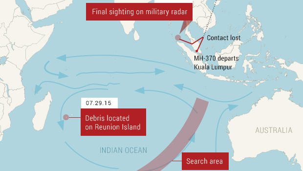   Việc tìm kiếm MH370 cho tới nay tập trung vào một khu vực rộng 120.000 km2 ngoài khơi phía tây nước Úc (Ảnh: Cbsnews)  