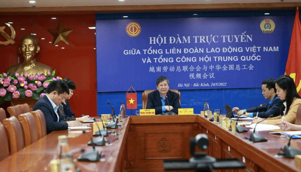 Tổng Liên đoàn Lao động Việt Nam hội đàm trực tuyến với Tổng Công hội Trung Quốc