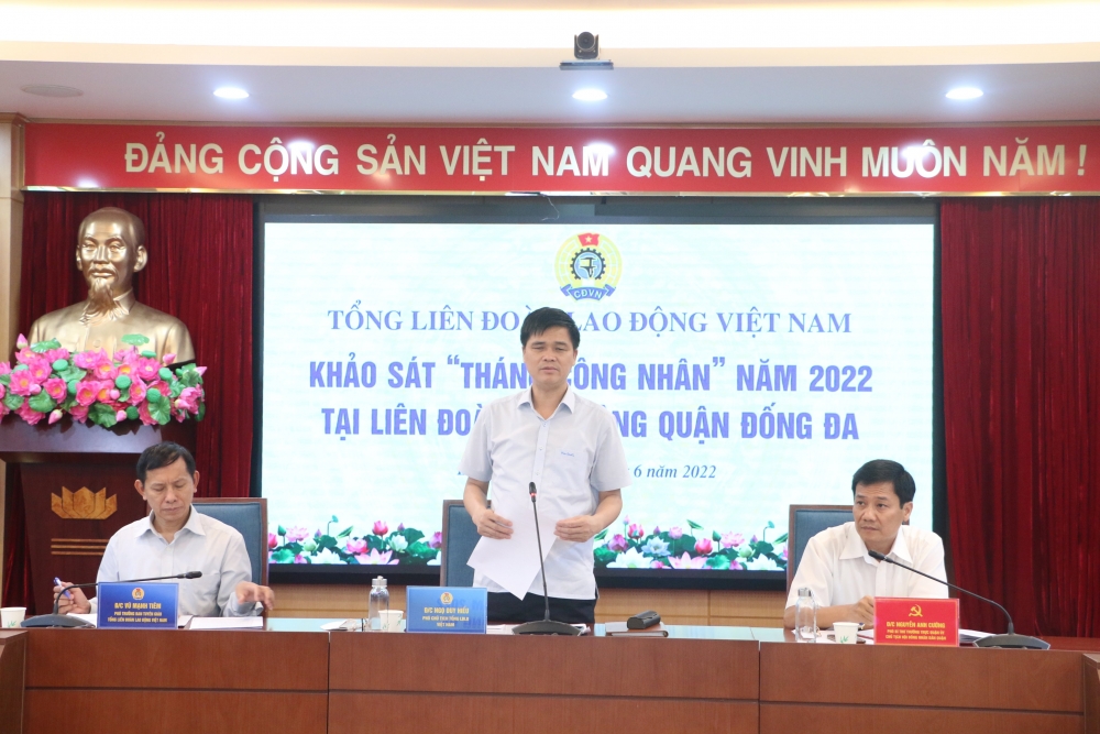 Tổng LĐLĐ Việt Nam khảo sát hoạt động Tháng Công nhân tại LĐLĐ quận Đống Đa