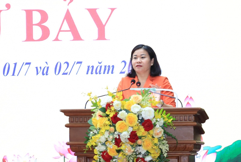 Phó Bí thư Thường trực Thành ủy Nguyễn Thị Tuyến phát biểu tại chỉ đạo. (Ảnh: Nguyễn Thái)