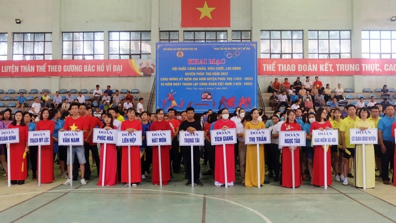 Gần 600 vận động viên tham gia Hội khoẻ CNVCLĐ huyện Phúc Thọ