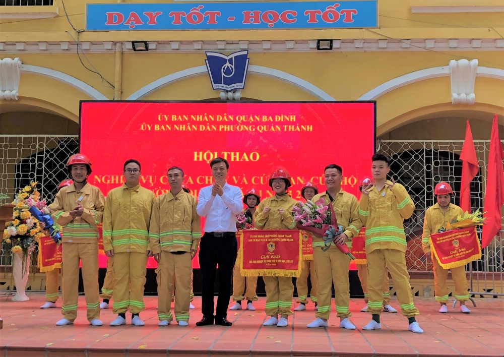 Sôi nổi Hội thao nghiệp vụ chữa cháy và cứu nạn cứu hộ phường Quán Thánh năm 2022