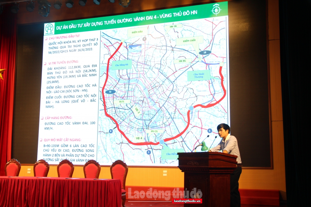 Công bố, bàn giao chỉ giới đường đỏ tuyến đường Vành đai 4 qua huyện Mê Linh, Sóc Sơn