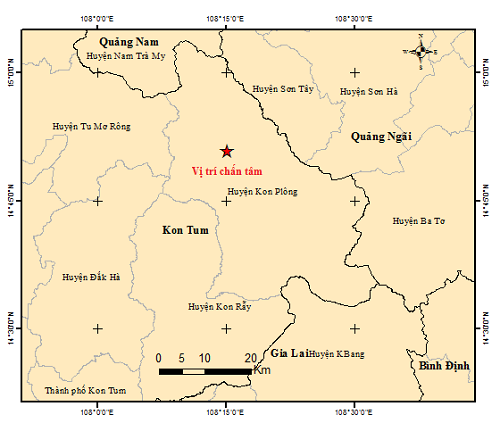 Sáng 3/9 ghi nhận động đất ở Kon Tum và biên giới gần Lai Châu