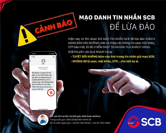 SCB cảnh báo tình trạng chèn sóng tạo tin nhắn giả mạo ngân hàng