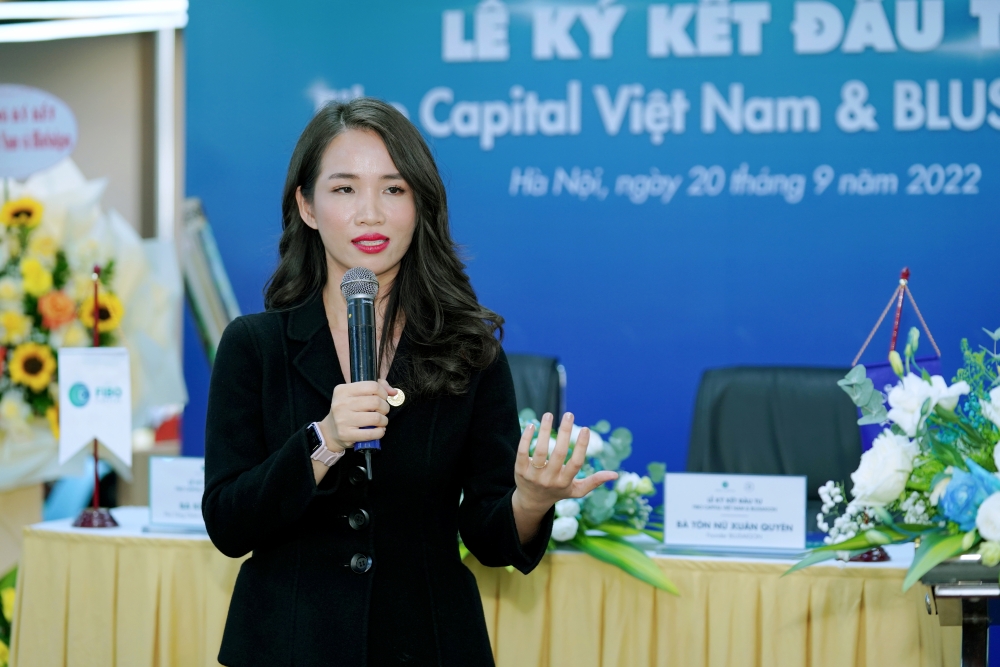 Bà Tôn Nữ Xuân Quyên – Người sáng lập/Phó Giám đốc BLUSAIGON phát biểu