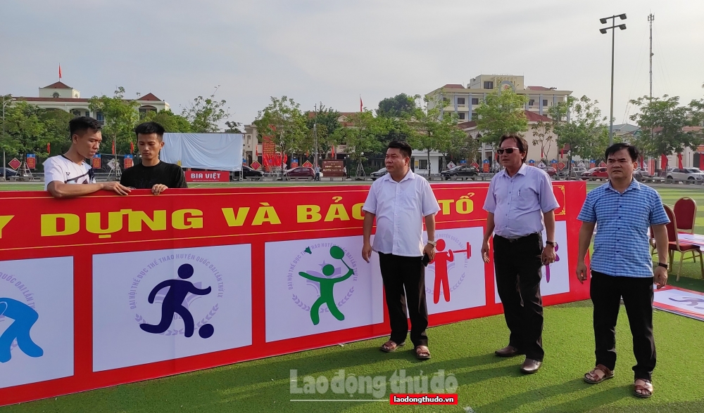 Chùm ảnh: Công tác chuẩn bị Lễ Khai mạc Đại hội thể thao huyện Quốc Oai lần thứ IX