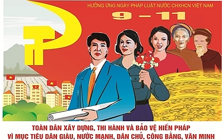 Khẩu hiệu truyền thông Ngày Pháp luật Việt Nam năm 2022 tại Hà Nội