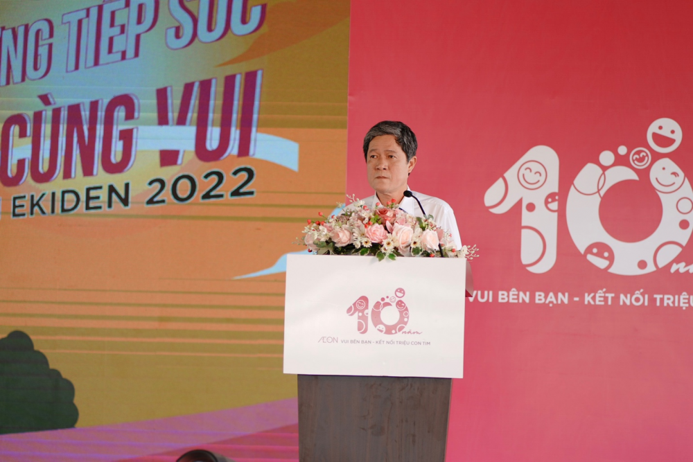 Ông Nguyễn Công Chánh, Phó Chủ tịch UBND Quận Tân Phú, TPHCM phát biểu tại sự kiện AEON Ekiden
