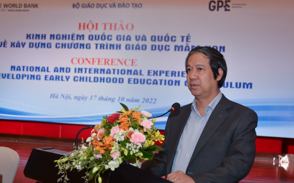 Bộ trưởng Bộ GD&ĐT Nguyễn Kim Sơn phát biểu tại Hội thảo. (Ảnh: Bộ GD&ĐT)