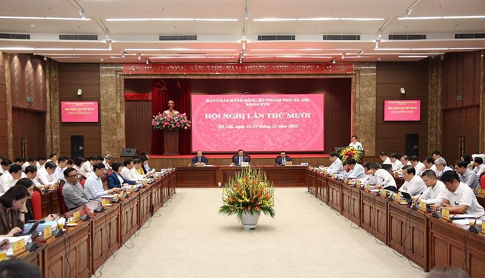 Quang cảnh Hội nghị Ban Chấp hành Đảng bộ thành phố Hà Nội