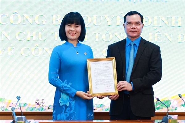 Đồng chí Đỗ Hồng Vân được bổ nhiệm giữ chức Trưởng Ban Nữ công Tổng Liên đoàn Lao động Việt Nam