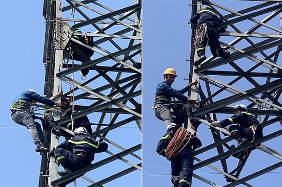 Hà Nội: Giải cứu thành công người phụ nữ leo lên cột điện cao thế