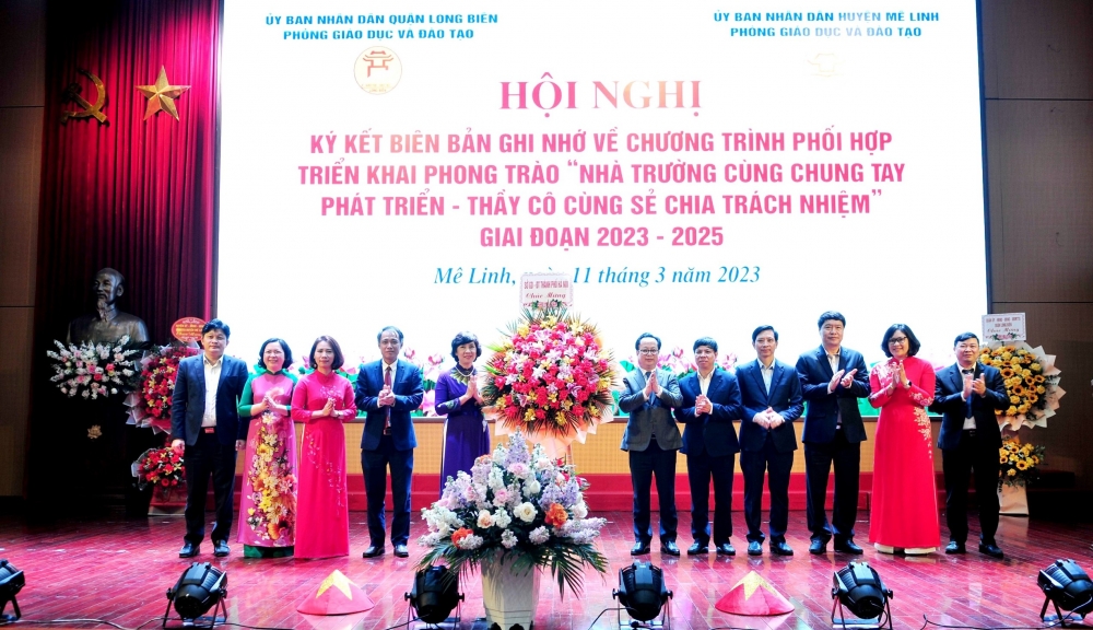 Huyện Mê Linh và quận Long Biên ký kết hỗ trợ phát triển giáo dục và đào tạo