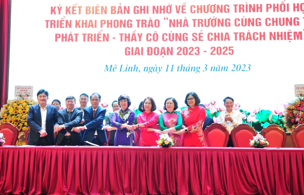 Huyện Mê Linh và quận Long Biên ký kết hỗ trợ phát triển giáo dục và đào tạo