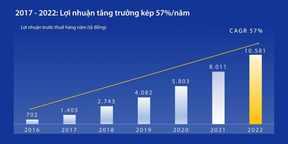 Tăng trưởng lợi nhuận hàng năm, 2017-2022  Nguồn: BCTC, 2016-2022