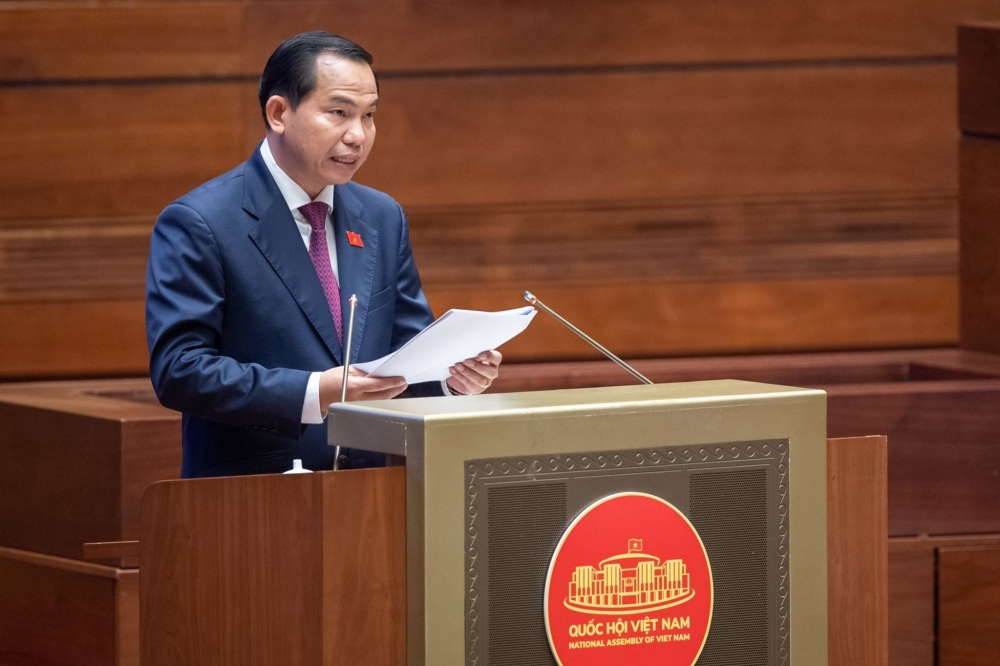 Chủ nhiệm Ủy ban Tài chính - Ngân sách của Quốc hội Lê Quang Mạnh đã trình bày Báo cáo giải trình, tiếp thu, chỉnh lý dự thảo Luật Giá (sửa đổi). (Ảnh: QH)