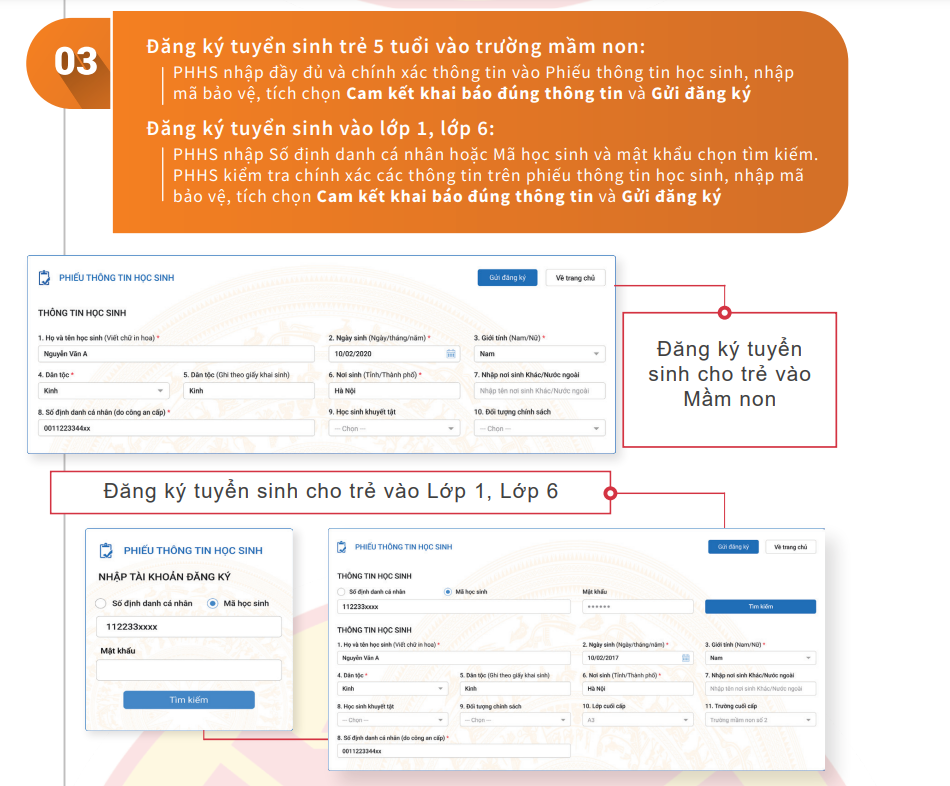 Hà Nội: Chi tiết các bước đăng ký tuyển sinh trực tuyến đầu cấp năm học 2023 - 2024