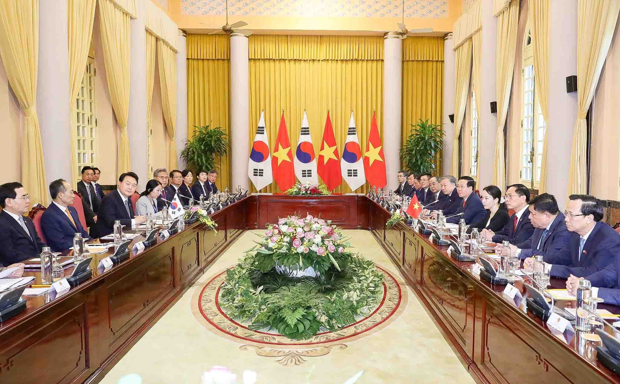 Chủ tịch nước Võ Văn Thưởng hội đàm với Tổng thống Hàn Quốc