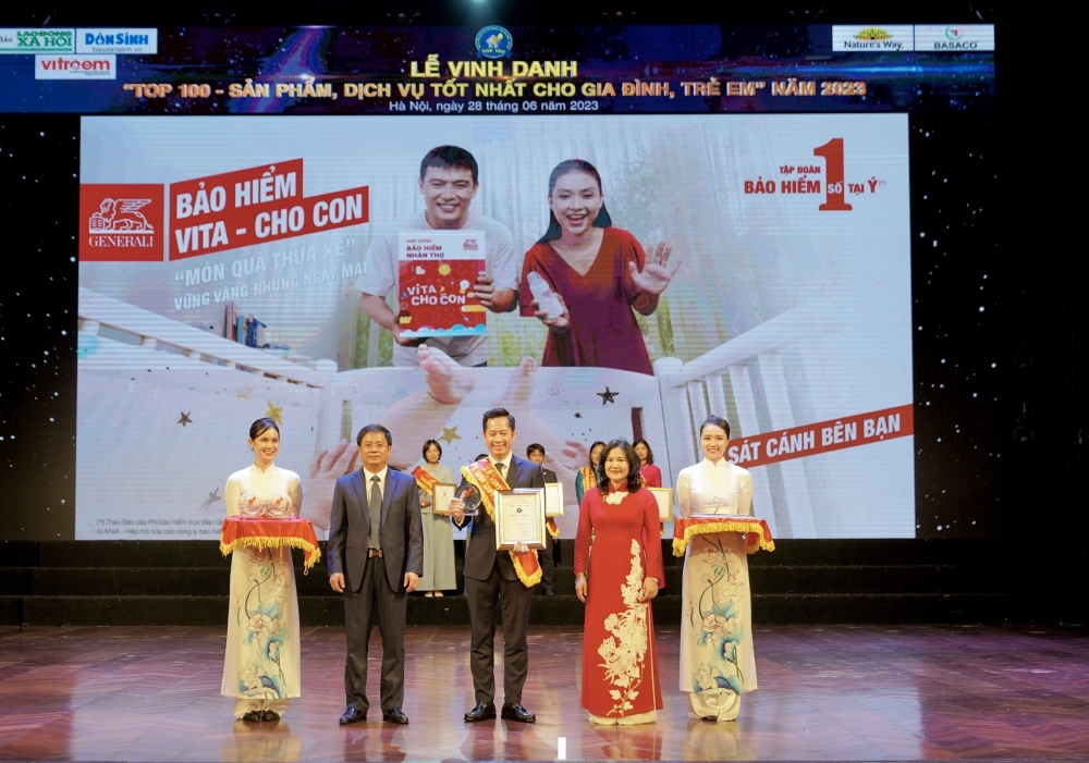 Generali Việt Nam được vinh danh “Top 100 sản phẩm - dịch vụ tốt nhất cho gia đình và trẻ em”