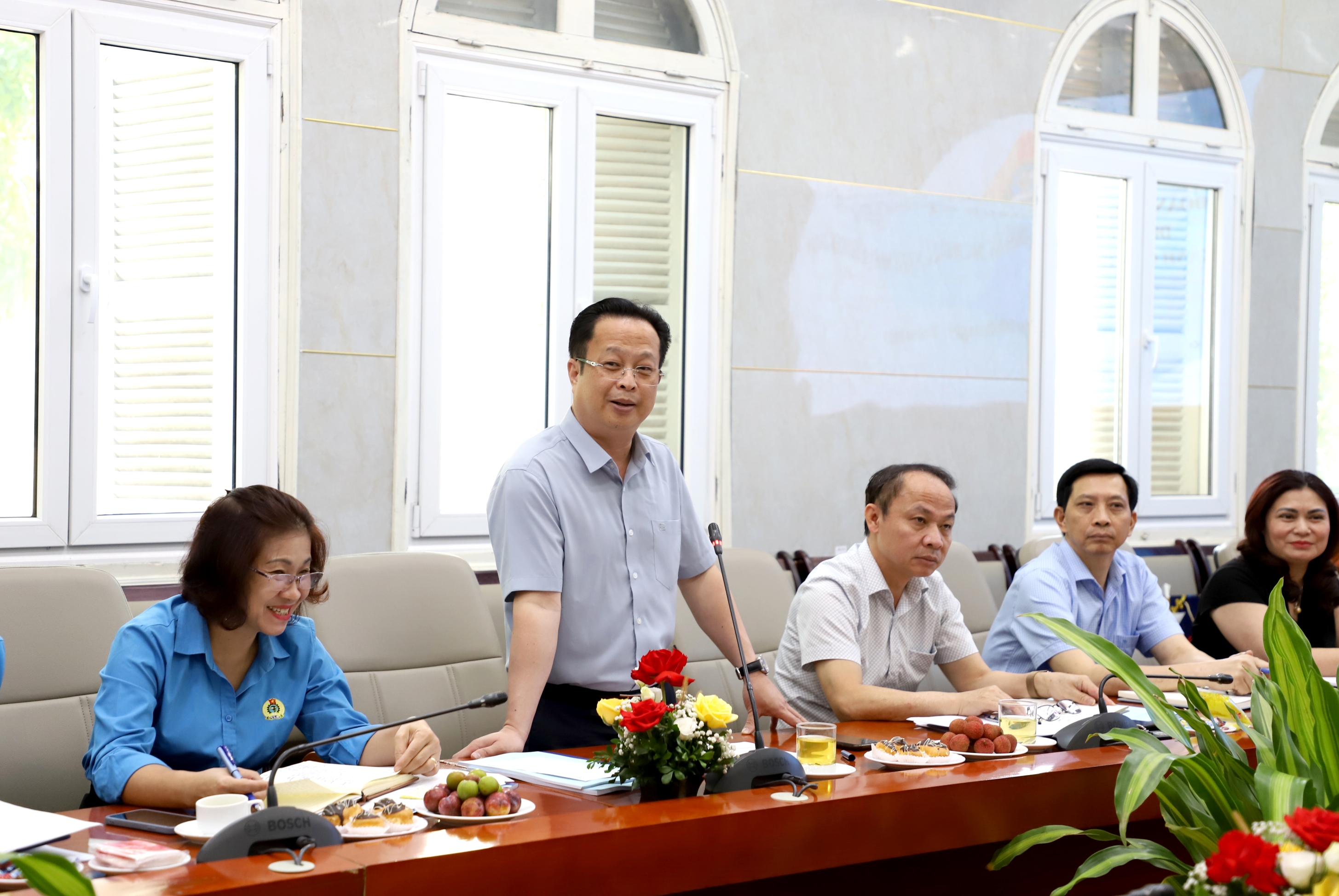 Lãnh đạo LĐLĐ thành phố Hà Nội duyệt chương trình Đại hội Công đoàn ngành Giáo dục Hà Nội lần thứ XXV