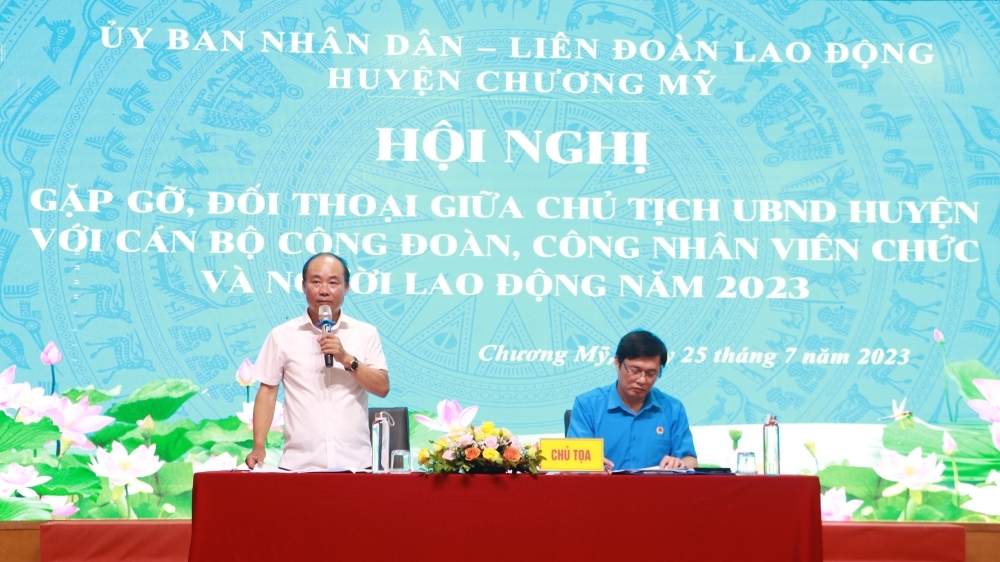 Chương Mỹ: Đối thoại với công nhân lao động, nhiều thắc mắc được giải quyết