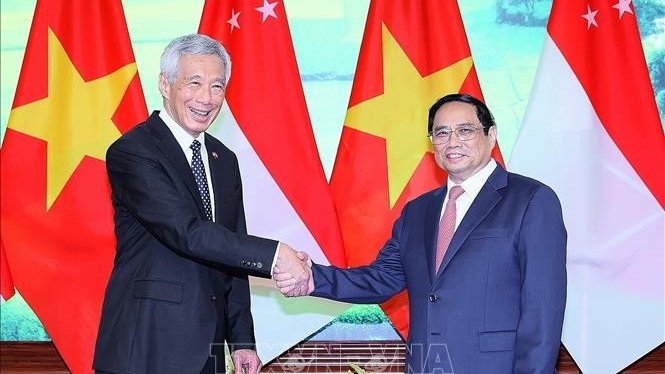 Thủ tướng tá Phạm Minh Chính hội đàm với Thủ tướng tá Singapore Lý Hiển Long