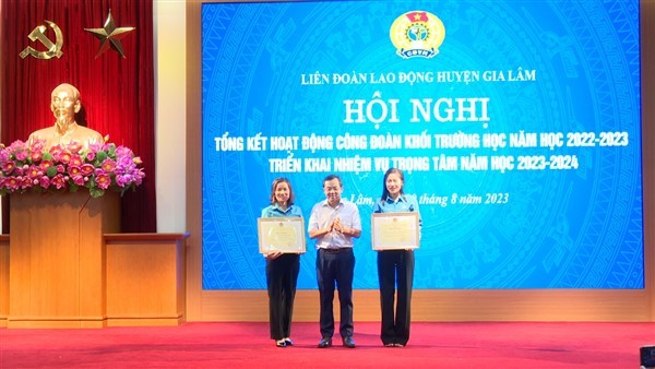 Tổng kết hoạt động công đoàn khối Giáo dục huyện Gia Lâm năm học 2022 - 2023