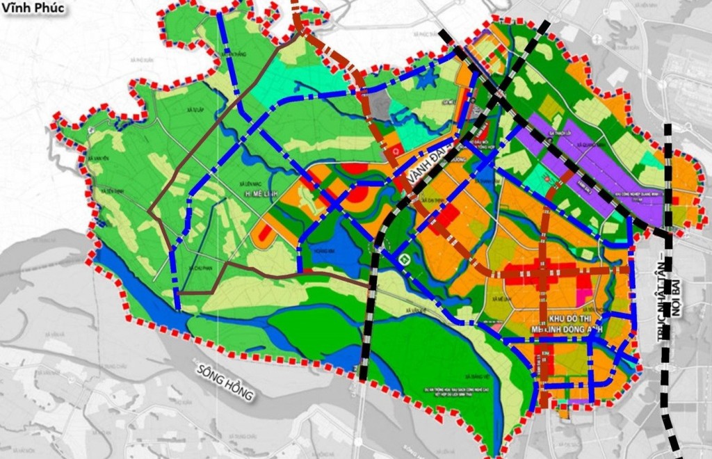 Huyện Mê Linh dự kiến phát triển theo mô hình “Hai trục - Hai trọng tâm - Hai hành lang xanh”