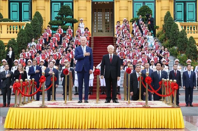 Tổng Bí thư Nguyễn Phú Trọng chủ trì Lễ đón chính thức Tổng thống Hoa Kỳ Joe Biden
