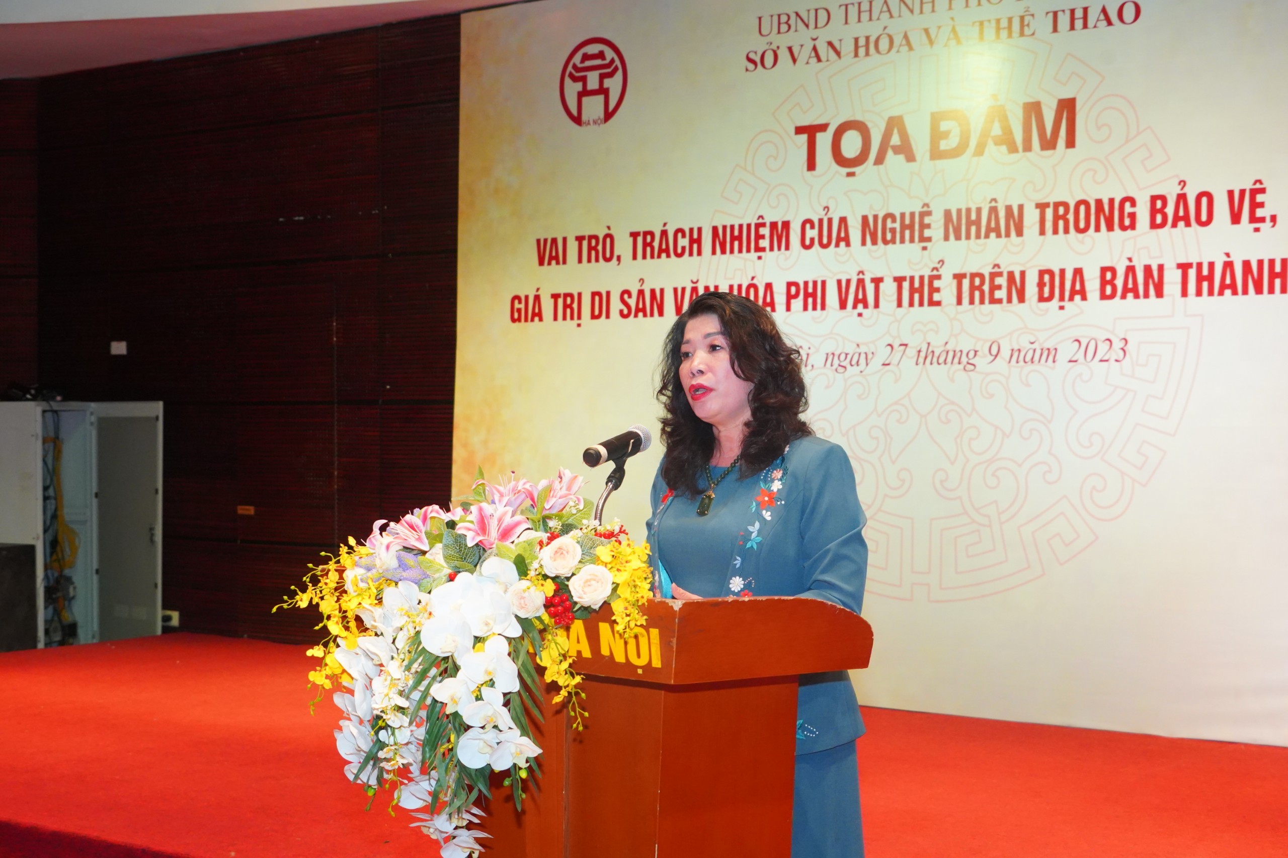 Phó Giám đốc Sở Văn hóa và Thể thao thành phố Hà Nội Trần Thị Vân Anh phát biểu tại Tọa đàm.