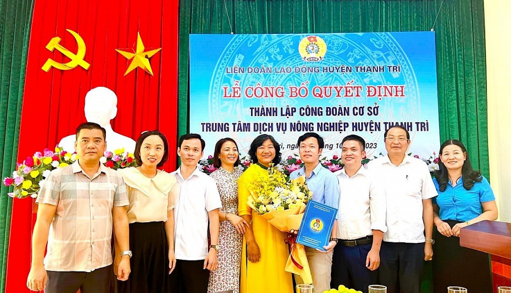 Thành lập Công đoàn cơ sở Trung tâm Dịch vụ Nông nghiệp huyện Thanh Trì