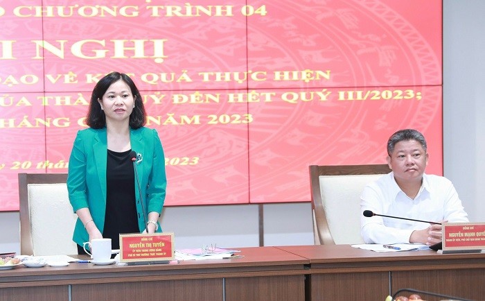 Phó Bí thư Thường trực Thành ủy Nguyễn Thị Tuyến phát biểu kết