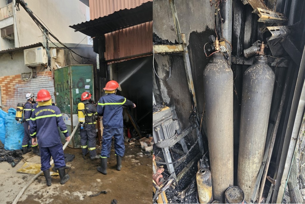 Nhanh chóng dập tắt đám cháy tại cửa hàng cơ khí ở quận Nam Từ Liêm
