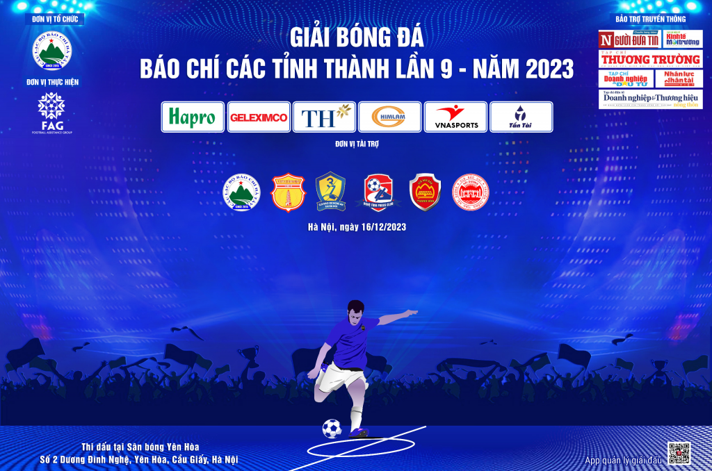 Giải bóng đá báo chí các tỉnh, thành lần thứ IX sẽ khai mạc ngày 16/12/2023