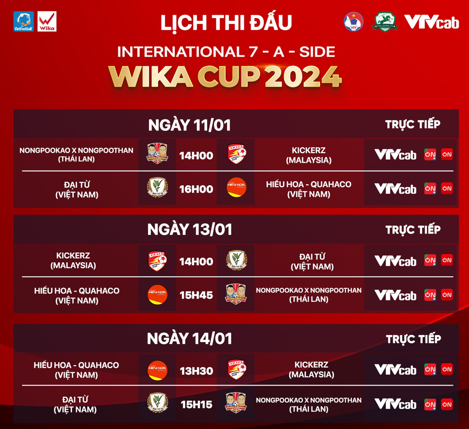 Giải bóng đá 7 người quốc tế - Cúp Wika 2024 sắp khởi tranh
