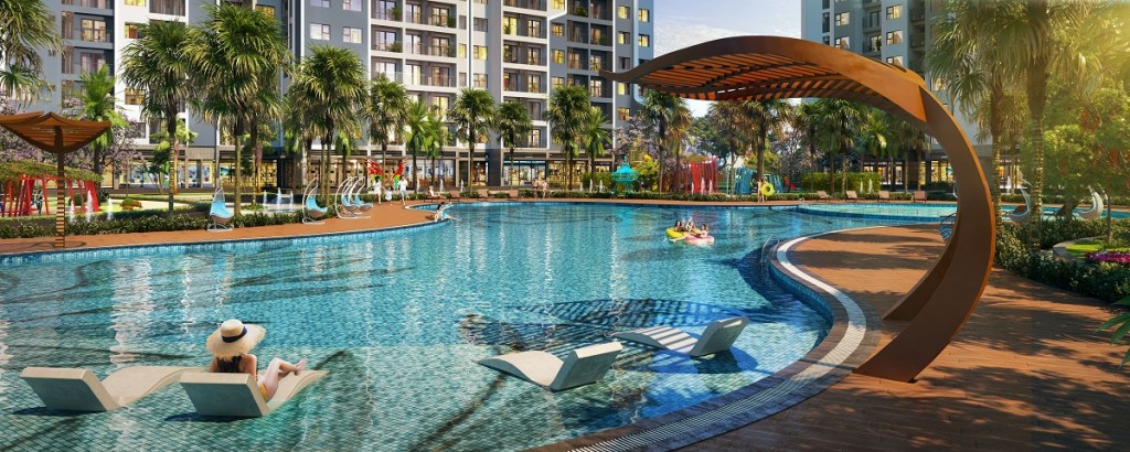 Loạt tiện ích như hồ bơi 1.000m2 cùng 9 sân thể thao liên hoàn trong nội khu là “đặc quyền” cho cư dân The Miami.