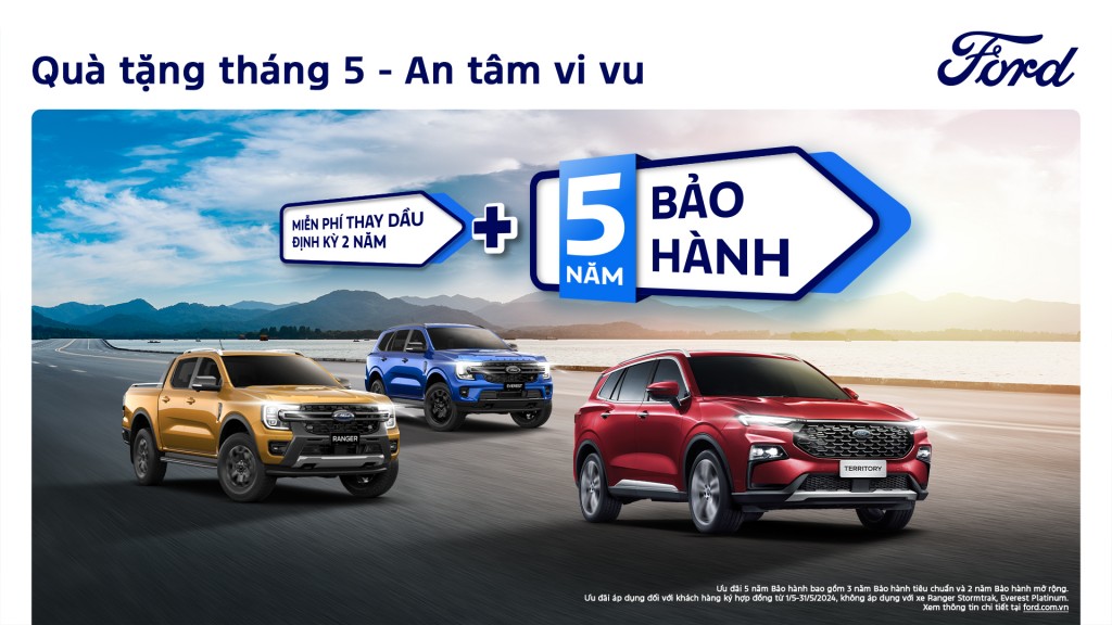 Ford Việt Nam dành nhiều ưu đãi đặc biệt cho khách hàng múa xe trong tháng 5/2024