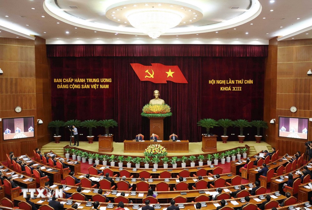 Phiên bế mạc Hội nghị lần thứ 9 Ban Chấp hành Trung ương Đảng khóa XIII. (Ảnh: Thống Nhất/TTXVN)