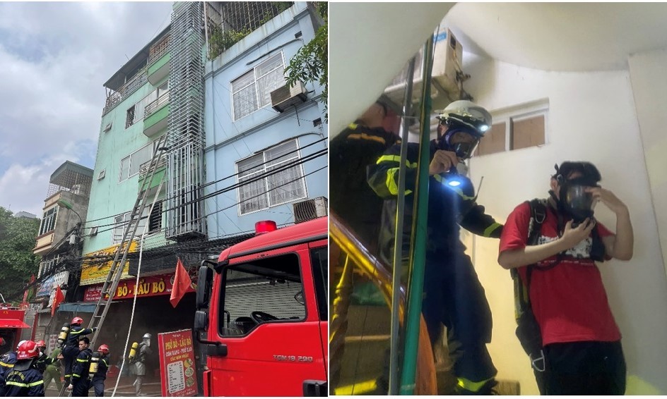 Nhanh chóng dập tắt đám cháy nhà cho thuê trọ 9 tầng tại quận Thanh Xuân
