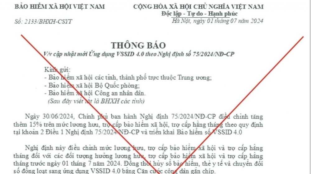 CẢNH BÁO: Giả mạo văn bản của BHXH Việt Nam yêu cầu cập nhật mới ứng dụng VssID 4.0