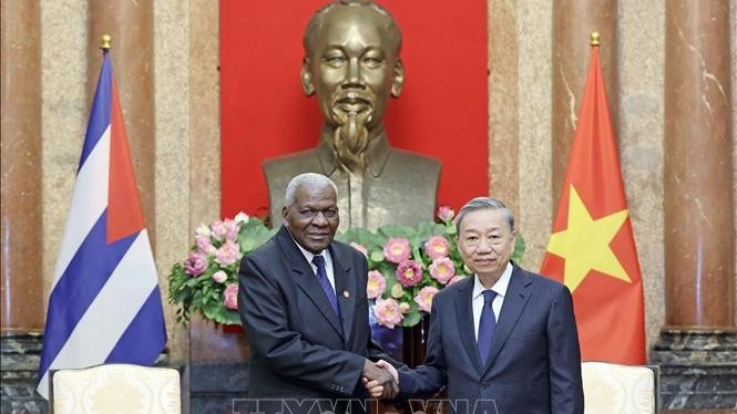 Chủ tịch nước Tô Lâm tiếp Chủ tịch Quốc hội Cu-ba sang dự Lễ tang Tổng Bí thư Nguyễn Phú Trọng