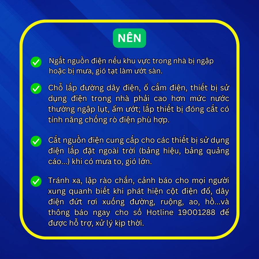 EVNHANOI: Khuyến cáo an toàn điện trong thời điểm mưa bão