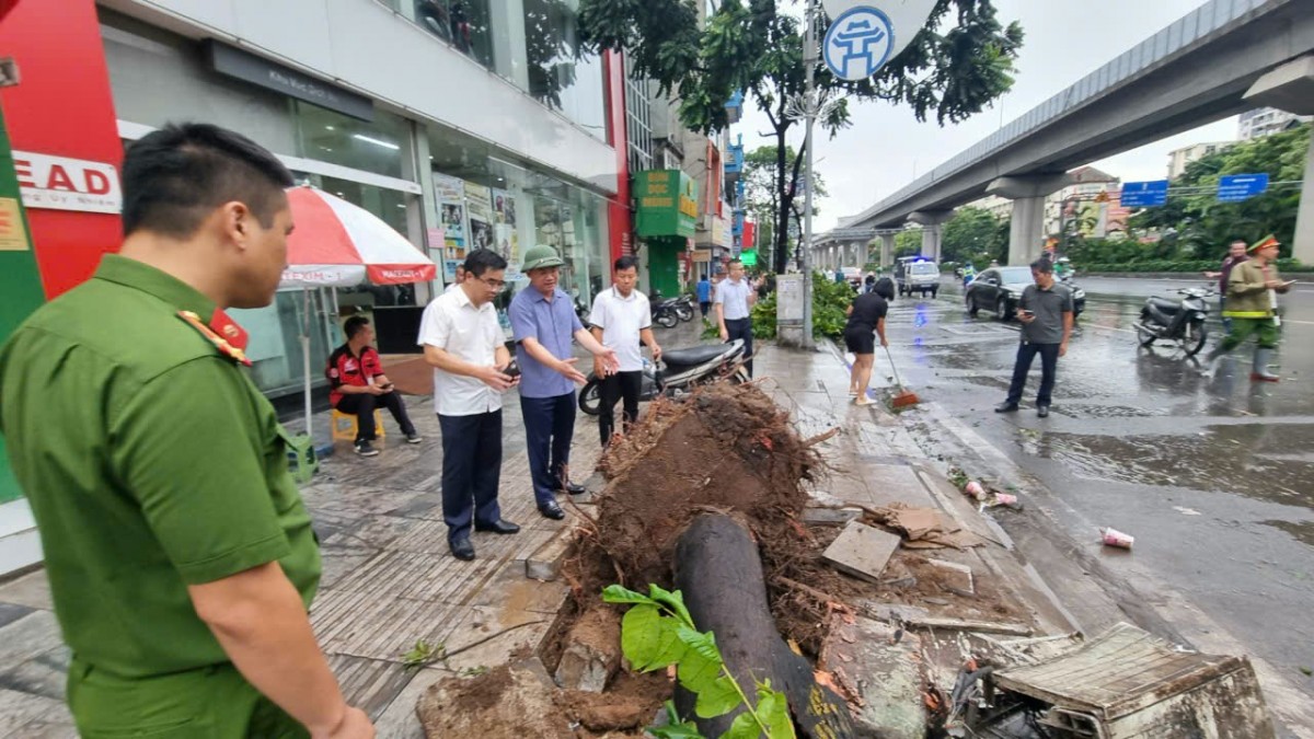 Quận Thanh Xuân: Nhanh chóng khắc phục cây gãy đổ, trạm biến áp bị chập điện sau bão