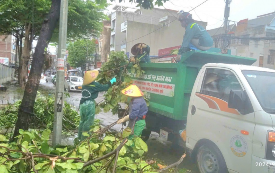 Chương Mỹ: Ứng trực 24/24 giờ để theo dõi diễn biến tình hình thời tiết cơn bão số 3