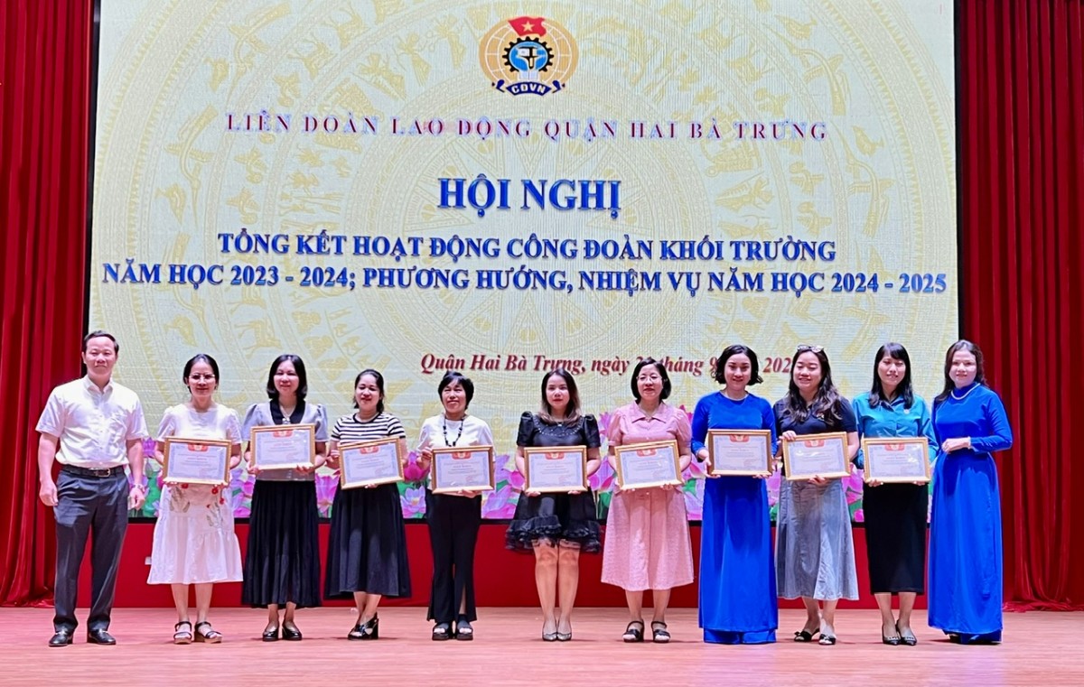 Tổng kết hoạt động Công đoàn khối trường quận Hai Bà Trưng năm học 2023 - 2024