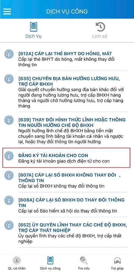 ướng dẫn phụ huynh tra cứu thời hạn thẻ BHYT và đăng ký tài khoản VssID-BHXH số cho con