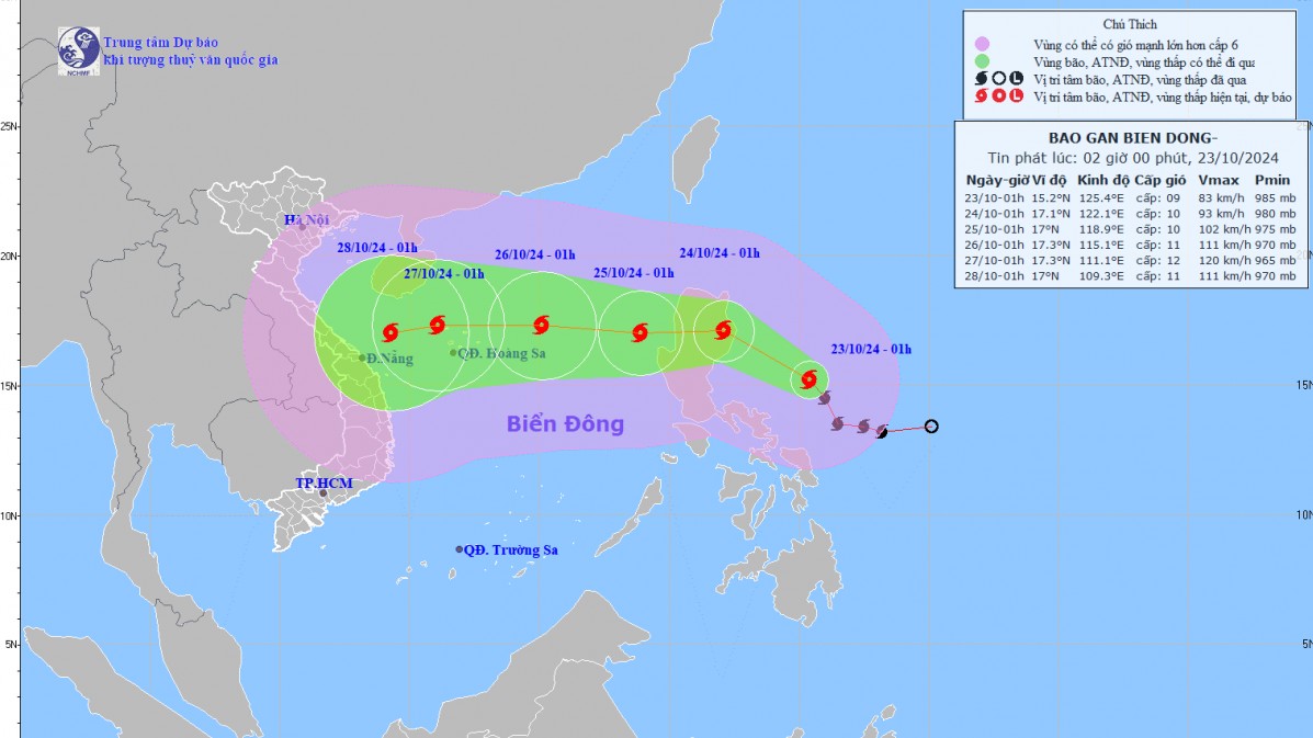 Tin bão mới nhất: Bão Trami cường độ rất mạnh hướng thẳng vào Trung Bộ