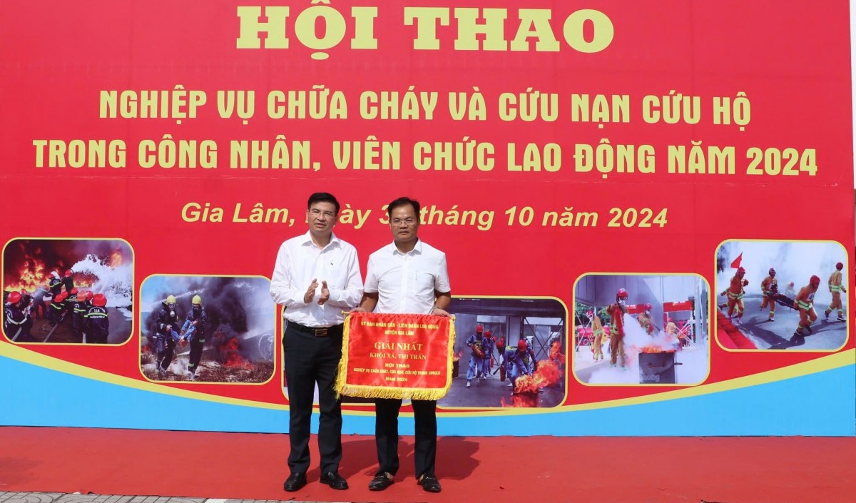 Gia Lâm: Sôi nổi Hội thao nghiệp vụ chữa cháy, cứu nạn, cứu hộ trong công nhân, viên chức, lao động